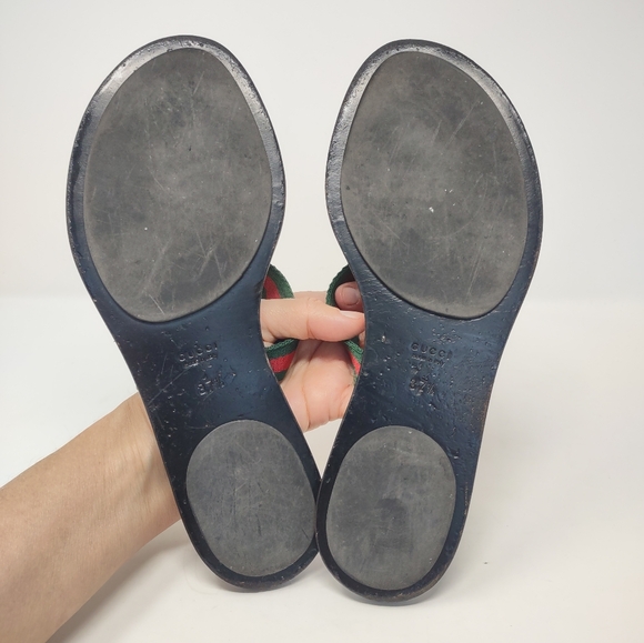 Gucci lifford 37.5 thong double G sandals leather logo ribbon flip flops - Picture 11 of 14